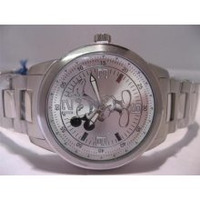 Mens Disney Mickey Mouse Silver Dial Grey Steel Bracelet Watch Mck972