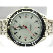 Mens Gents Wingmaster London White Face Sports Watch Silver Band 30a