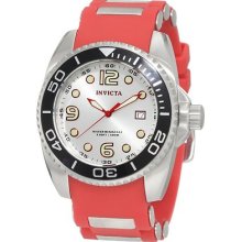 Mens Invicta 10617 Pro Diver Sport Silver Dial Red Swiss Sporty Watch