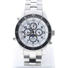 Men's Invicta 4043 Aviator Moon Phase Multifunction Ss Watch White Dial 9