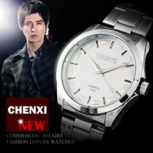 Mens Quartz White Dial Stainless Case Wristwatch Fashion Luxury Analogue Gift Uk