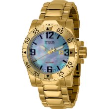 Men's Reserve Blue Mother of Pearl Dial 18k Gold Plated Stainless