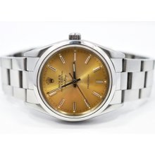 Mens Rolex Air-king Precision Stainless Steel Gold Tone Dial Watch Ref: 14000