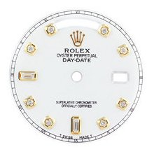 Mens Rolex Day-Date President Factory Diamond Dial, White, Yellow Gold