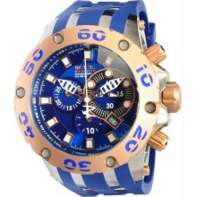 Men's Rose Two Tone Reserve Diver Chronograph Swiss Quartz Blue Strap