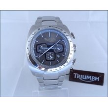 Mens Silver Stainless Steel Triumph Motorcycles Chronograph Watch 301966