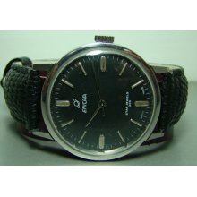 Mens Vintage Enicar Winding Swiss Made Wrist Watch Black Dial Old Used F265