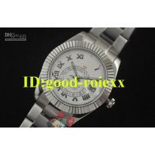 Mens White Sky Dweller Automatic Watch Men Steel Perpetual Sport Fol