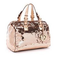 Michael Kors Grayson Sequins Medium Satchel Bag / Suntan Brown