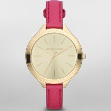 MICHAEL-KORS MICHAEL-KORS Slim Runway Gold Tone Pink Leather Watch