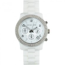 Michael Kors Mk5188 Ladies Watch With White Ceramic Bracelet, Stone Set Case And White Dial