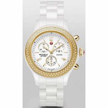 Michele Jetway White Ceramic Diamond Gold Ladies Watch