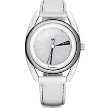 Mr. Jones Womens The Mantra Stainless Watch - White Leather Strap - White Dial - 09-P1