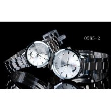 Nary Fashionable Couple Watch Stainless Steel Quartz Watch White Dial