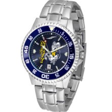 Navy Midshipmen Competitor AnoChrome Men's Watch with Steel Band and Colored Bezel