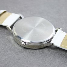 New Elegant Leather Band Watch White Wristwatch Unisex