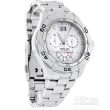 New Hy Aquaracer Grande Date Mens Silver Dial Chronograph White Quar