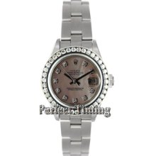 NEW Rolex Datejust Ladies Stainless Steel Oyster Band w/ Custom Added Pink MOP Diamond Dial and 1.5ct Diamond Bezel-2000's
