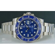 New Style Mens White Gold Blue Dial Bezel Steel Watch Men Perpetual