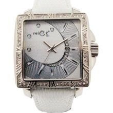 Nice Italy Womens Dafne Stainless Watch - White Leather Strap - White Dial - NICW1047DAF021002