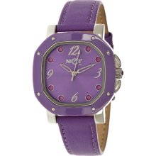 Nice Italy Womens Sofia Stainless Watch - Purple Leather Strap - Purple Dial - NICW1056SOF021018