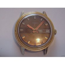 NICE Vintage TIMEX Mens Watch Brown Dial Day/date Working