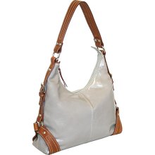 Nino Bossi Top Zip Hobo With Contrast Strap Detail Fog