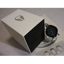 Nixon Wrist Watch The Zona All Black / Silver Stainless Steel Ladies W/ Box