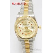 Noble Men Sport Watch Quartz Diamond Golden Dial Bezel Reginald Stai