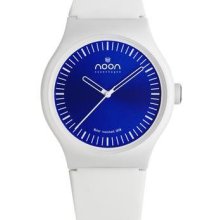 Noon Copenhagen Unisex Analog Plastic Watch - White Rubber Strap - Blue Dial - 105-001S2