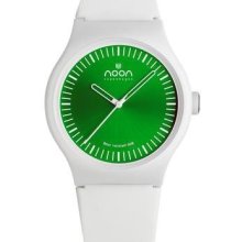 Noon Copenhagen Unisex Analog Plastic Watch - White Rubber Strap - Green Dial - 105-003S2