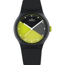 Noon Copenhagen Unisex Classic 33 Analog Plastic Watch - Black Rubber Strap - Yellow Dial - 33-062