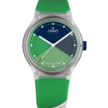 Noon Copenhagen Unisex Turning Disc Analog Plastic Watch - Green Rubber Strap - Multicolor Dial - 33-066DS9