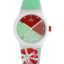 Noon Copenhagen Unisex Turning Disc Analog Plastic Watch - Pattern Rubber Strap - Multicolor Dial - 33-065DS6