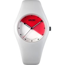 Noon Copenhagen Womens Kolors Plastic Watch - Silver Rubber Strap - White Dial - 01-050