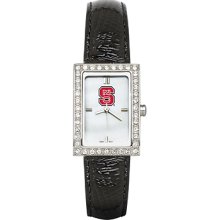 North Carolina State University Ladies Allure Watch Black Leather Strap