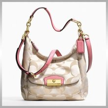 Nwt-coach Kristin Signature Hobo, Style F22301, B4/cream Light Kha/rose