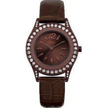 Oasis Women's Quartz Watch With Brown Dial Analogue Display And Brown Plastic Or Pu Strap B1299