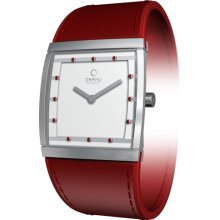 Obaku Harmony Womens Analog Stainless Watch - Red Leather Strap - White Dial - V102LCCRR