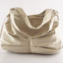 Off white / beige canvas handbag / shoulder bag / Pla