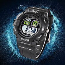 Ohsen Lcd Dual Core Black Men Women Sport Day Alarm Watch Xmas Gift Koo_titina