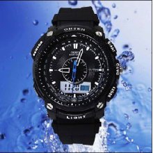Ohsen Lcd Mens Lady Sport Date Day Alarm Stopwatch Quartz Rubber Wrist Watch