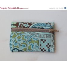 ON SALE Small zipper pouch, coin purse, earbud case - blue black and green