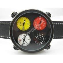 Parnis Multiple Time Zone Sandwich Black Dial Quartz Chronograph Pvd Case Watch