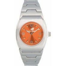 Pedre Women`s Orange Dial Symphony Watch W/ Stainless Steel Bracelet