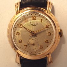 Perfect condition vintage LUNESA guilloche dial ART DECO 17 jewels gold plated wristwatch 1940s