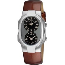 Philip Stein Watches Women's Signature Black Dial Brown Patent Leather