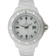 Plastic Resin Case And Bracelet Quartz White Dial Date Display Crystal