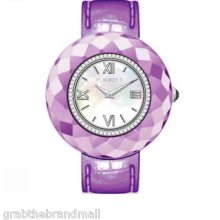 Playboy White Dial & Purple Leather Strap Women's Analogue Watch- Bpb-0011-e