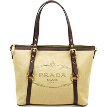 Prada BR4253 Jacquard Large Shopping Tote Bag Brown